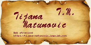 Tijana Matunović vizit kartica